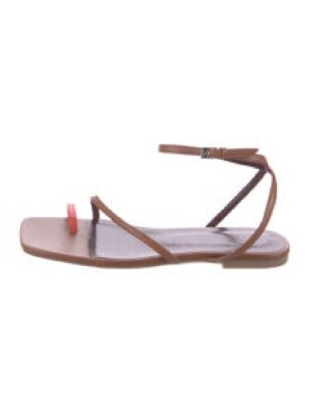 STAUD Mona Tan Sandals with Orange Toe Accent